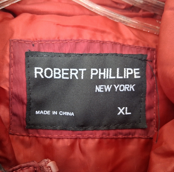 Robert Phillipe Men's Hooded Puffer Jacket Size XL Maroon - Picture 2 of 9